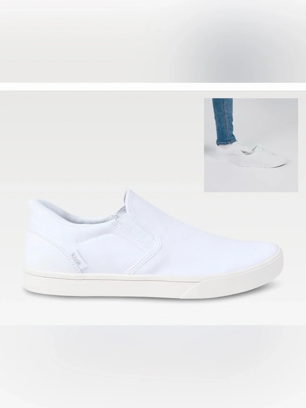 Classic White Slip-On Canvas shoes for Men slip on Kizik. Never worn
